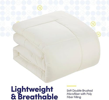 California King Comforter Set - Soft & Breathable 7-Piece Bedding Collection - 1 Comforter, 1 Fitted Sheet, 1 Flat, 4 Pillowcases - Deep Pocket - Premium Quality - Ideal for All Seasons, Ivory
