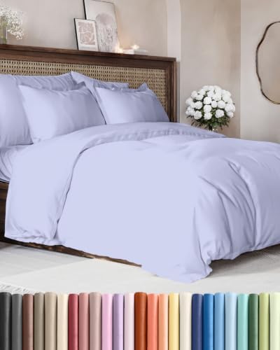 Duvet Cover Queen Size - Soft 3 Piece with Zipper Closure - Lavender