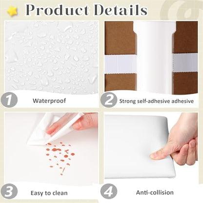 Hahafelt 4 Pack Wall Padding Headboard 15.75" x 7.87" x 1.18" White