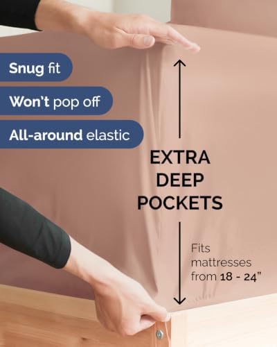 CGK Linens 2 Pack Extra Deep Full Fitted Sheets - Mauve