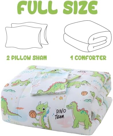 Cute Dinosaur Full Size Bed Comforter Kids Bedding Set