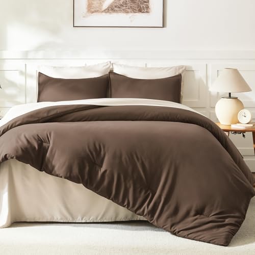 Litanika Brown Super King Comforter Set, 3 Pcs Lightweight Bedding Set