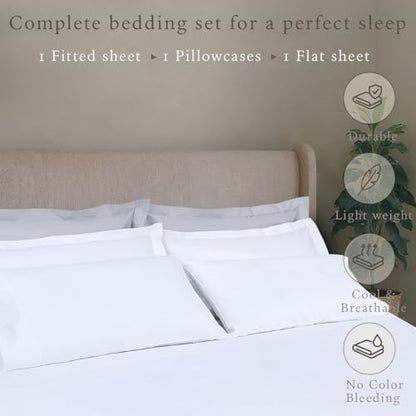 Threadmill 500 Thread Count Cotton King Sheet Set, Sateen, Solid, White