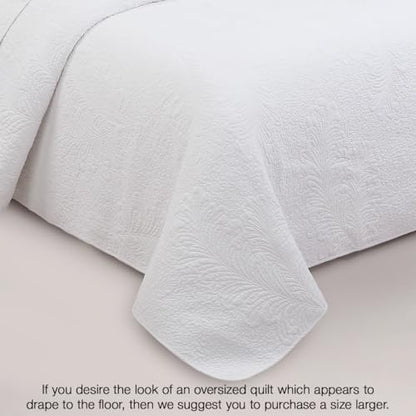 Cozy Line Home Fashions White 100% Cotton Quilt Set King