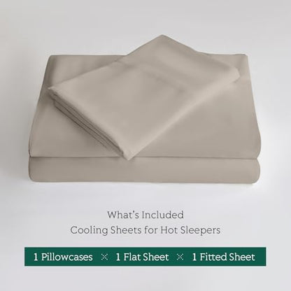 Cooling Sheets Set Twin Size, Viscose Derived from Bamboo for Hot Sleepers | Deep Pocket Up to 15 Inch | Silky Soft & Breathable Bedding - 3PC (Twin, Wheat)