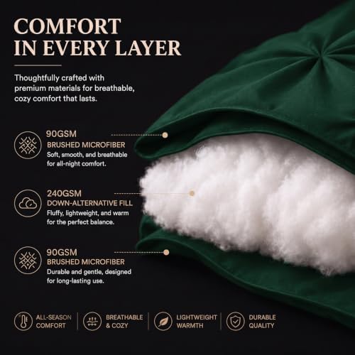 CozyLux Oversized Queen Comforter Set Emerald Green, 7 Pieces Bed in a Bag