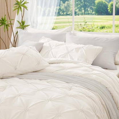 BEDELITE King Comforter Set Cream White,Lightweight & Soft Comforter