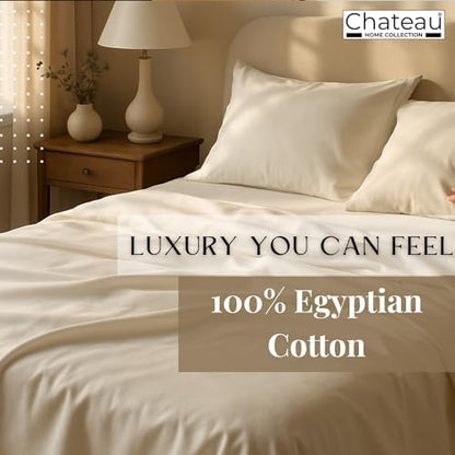 Twin Bed Sheets Set, 400 Thread Count 15" Deep Pocket Cotton Sheets - Navy