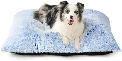 EHEYCIGA Fluffy Dog Crate Bed, Plush Extra Large Dog Pillow, Blue