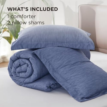 Bedsure Infinity Blue Queen Comforter Set, Cationic Dyed Bedding Set 3 Pcs