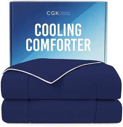 Cooling Comforter Full/Queen Size - Cooling Summer Blanket - 90x90 (Navy)