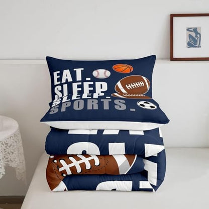 Feelyou Football Comforter Set Kids Basketball Basketball Ball Games Comforter for Boys Girls Sports Theme Bedding Set Breathable Comforter Inner Fill Room Decor Duvet Set Toddler Size