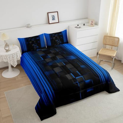 Feelyou Kids Blue and Black Comforter Set Ombre Bedding Set Twin Size