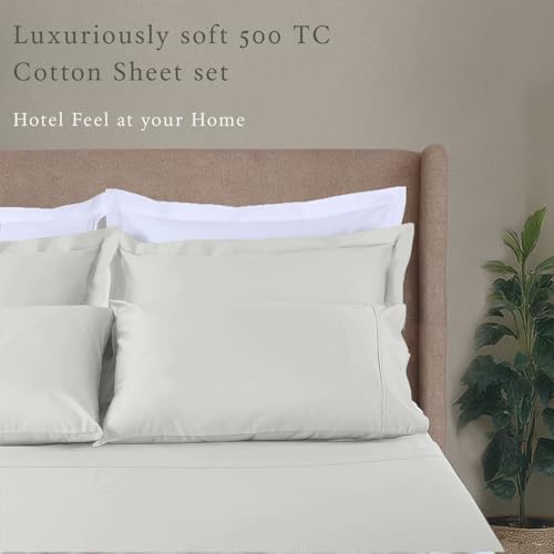 Threadmill 500 Thread Count Cotton Queen Sheet Set, Sateen, Light Grey