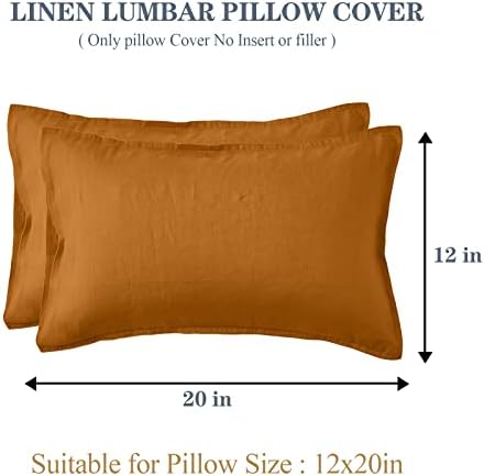 Simple&Opulence 100% Linen Lumbar Pillow Cover 12 x 20 Inches Set of 2 Rectangular Decorative Throw Cushion Cover for Couch Sofa Bed Living Room Office Soft Breathable Farmhouse - Rust