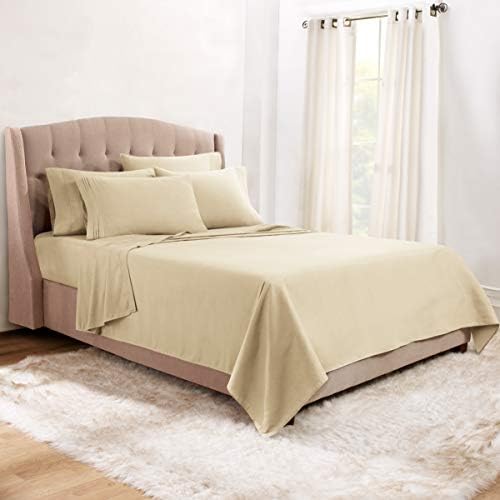 Clara Clark Twin Sheets, 5 Piece Set - Hotel Luxury Sheets for Twin Size Bed, Super Soft Bedding Set, Twin Size, Beige Cream