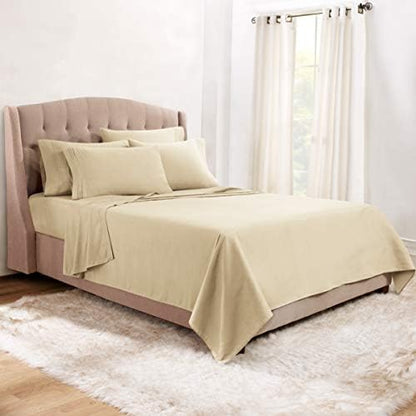 Clara Clark Twin Sheets, 5 Piece Set - Hotel Luxury Sheets for Twin Size Bed, Super Soft Bedding Set, Twin Size, Beige Cream