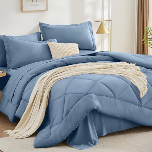 FUANNA Full Size Comforter Sets 7 Pieces, Luxury Bed Set, Soft Bed in a Bag