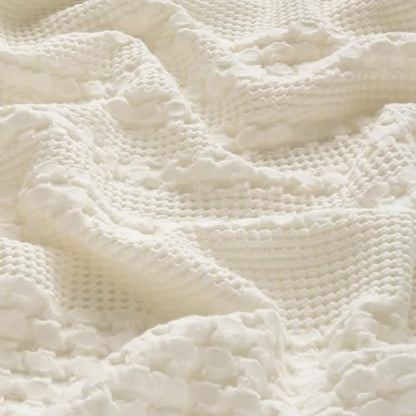 PHF Cotton Waffle Pillow Shams King Size 20" x 36", Ivory, No Insert