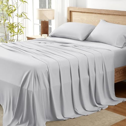 Andency Light Grey King Sheets Set 100% Viscose Derived from Bamboo