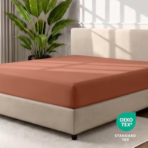 Bare Home Twin XL Fitted Sheet - 1800 Ultra-Soft (Twin XL, Terracotta)