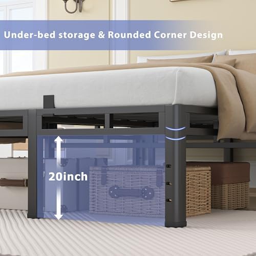 NKZ Metal Platform Bed Frame California King Size, 24 Inch Dual-Layer Base