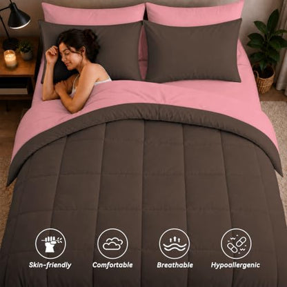 Anluoer Full Size Comforter Sets, 7 Piece Bed in a Bag Full Bedding Sets