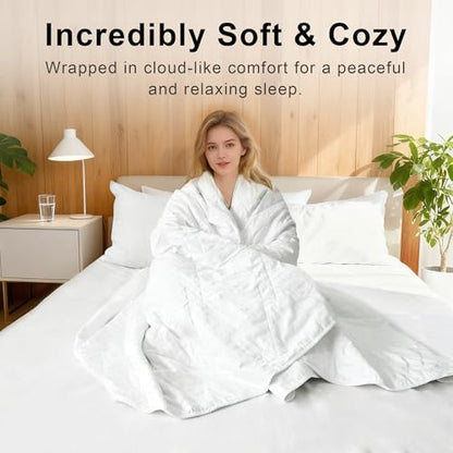 Lightweight White 100% Cotton Quilt, Comforter Twin Size