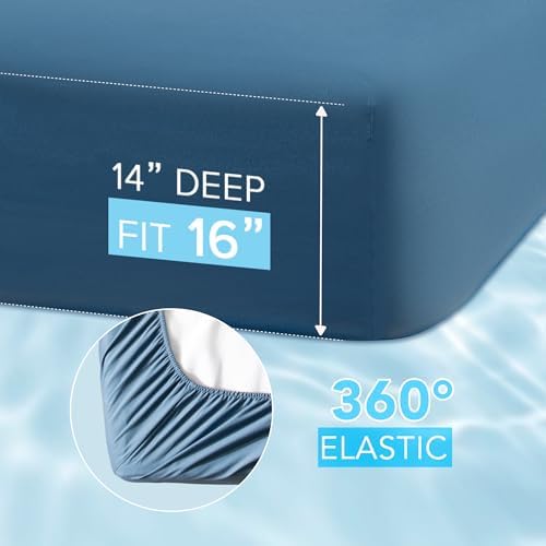 Comfort Spaces Coolmax Moisture Wicking Sheet Set Soft, Fade Resistant, All Elastic Deep Pocket Fits Up to 16" Mattress - Warm Weather Cooling Sheets for Night Sweats, Twin XL, Teal, 3 Piece