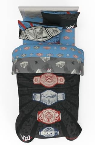 WWE Wrestlemania Bedding Set, Super Soft Microfiber Comforter & Sheet Set, 4-Piece Twin, (Officially Licensed Product) by Franco