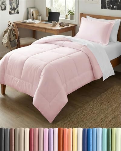 Twin Comforter Set - Lavender Pink All Season Bedding - 2 Piece Bed Set
