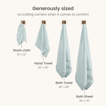 BIOWEAVES 100% Organic Cotton 700 GSM Plush Washcloths 13" x 13" GOTS Certified - Seafoam, Pack of 12
