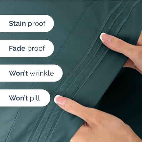 King Size 4 Piece Sheet Set - Ultra Soft & Cooling Bed Sheets - Deep Teal