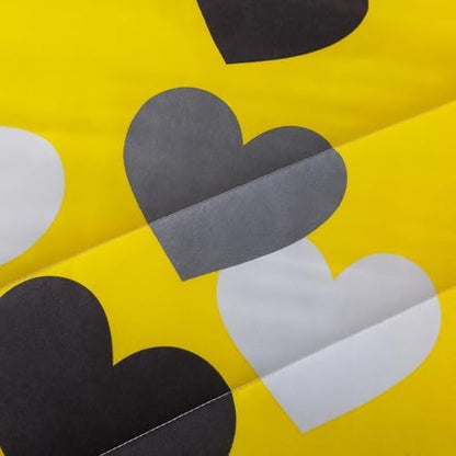 Caressma Farmhouse Yellow Queen Size Comforter Set 3 Pieces Bedding Set with Black Heart All Season Fluffy Soft Lightweight(1 Comforter & 2 Pillowshams)