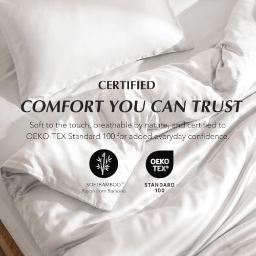 EverGrace 100% Rayon from Bamboo Duvet Cover Set, Queen Size, Bright White