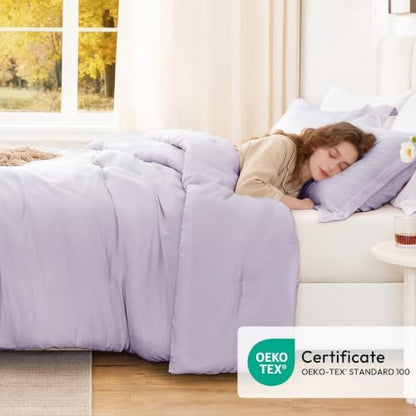 Love's cabin Lavender King Size Comforter Set, 3-Piece Prewashed Bed Set