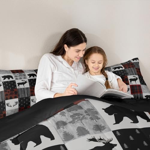 Feelyou Moose Bedding Set Queen Size 3 Piece for Boys Girls Women Men