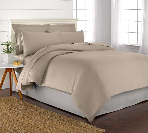 King Duvet Cover by Pure Bamboo, 3 Piece Set, Genuine 100% Organic Viscose Derived from Bamboo, Luxuriously Soft and Cooling, 2 Pillowcases (King, Sand)