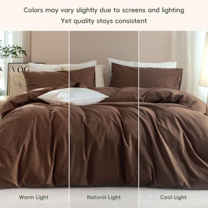 JIYUAN Alaska King Washed Cotton Duvet Cover Set, Relaxed Linen Feel