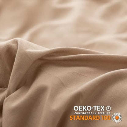 YIRDDEO King Size Comforter Set, Taupe Ball Pom Fringe Bedding Set 3 Pieces