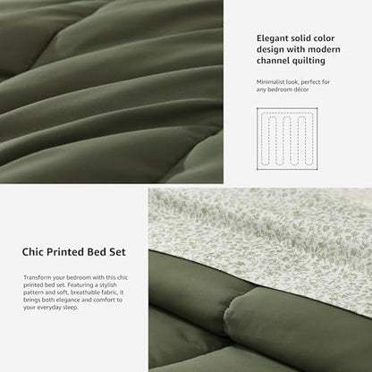 King Size Comforter Set-7 Pieces Green Soft Bed in a Bag King Bedding Sets