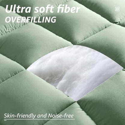 HYLEORY All Season King Size Bed Comforter - Cooling Down Alternative Quilted Duvet Insert with Corner Tabs - Winter Warm - Machine Washable - Sage Green