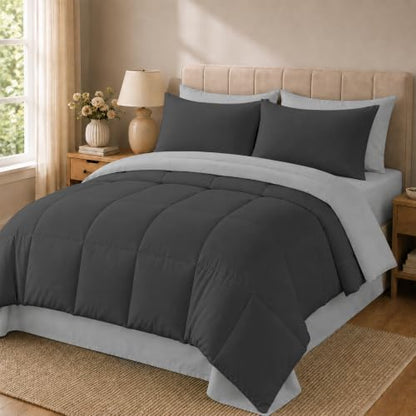 Anluoer Queen Comforter Set 7 Piece, Soft Bed in a Bag Queen Bedding Sets