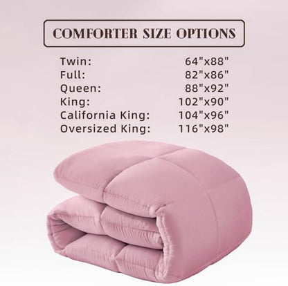 DOWNCOOL Comforters Oversize King Size,Light Pink Duvet Insert,Lightweight