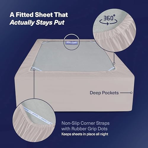 Kickoff Viscose Bamboo Sheets Full Size 4-pc 100% Organic Bamboo Viscose Bed Cooling Sheets Full Size Set Cool Bedding for hot Sleepers Sheet Set - Gift Ready Packaging (Light Grey, F)