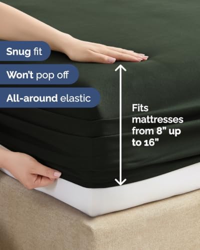 Full 6 Piece Bed Sheet Set - Breathable & Cooling Sheets - Forest Green