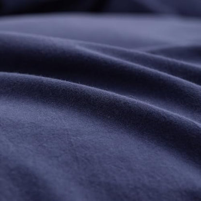 BESTOUCH Cotton Solid Duvet Cover Set Linen Feel Navy Blue Super King