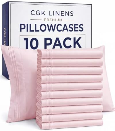 Queen Pillow Cases Set of 10 - Ultra Soft Pillowcase Covers - Lavender Pink