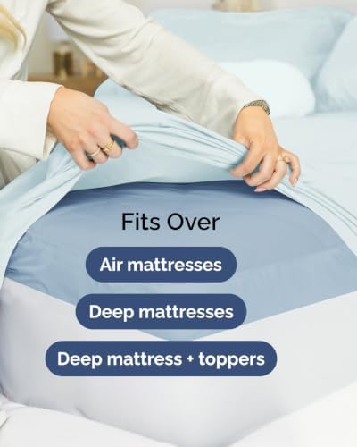 Extra Deep Flex Top Split Head King Sheet Set - 6pc Bed Sheets - Ice Blue