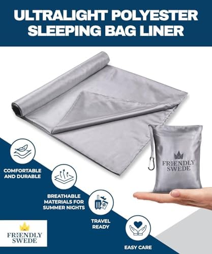 The Friendly Swede Sleeping Bag Liner, Adult Sleep Sack for Hotels, 3 Sizes